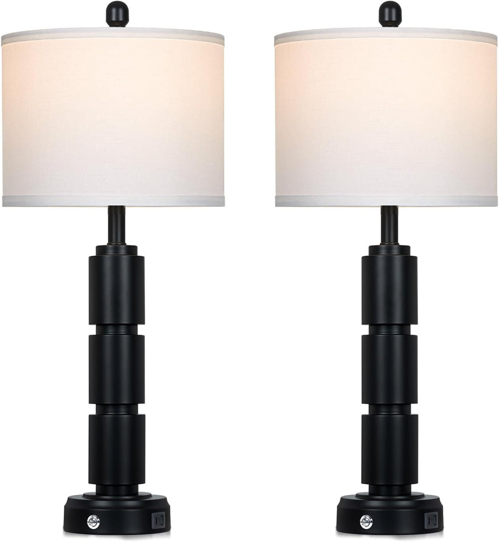 Set of 2 Modern Table Lamps for Living Room Bedroom,29" Tall Bedside Lam...