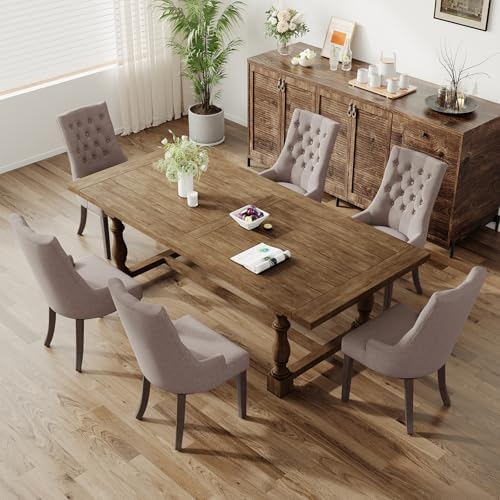 COLAMY Wingback Dining Chairs Set of 6, Taupe