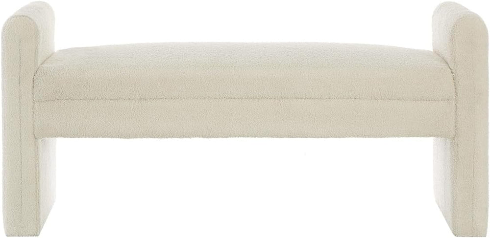 24KF Modern Upholstered Bed Bench Covered with Soft Boucle Teddy Fabric, Love...