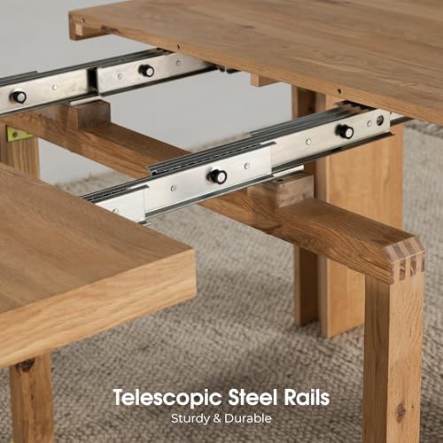 Transformer Table Solid Wood Extendable Dining Table, Natural | Seats 2-12, E...