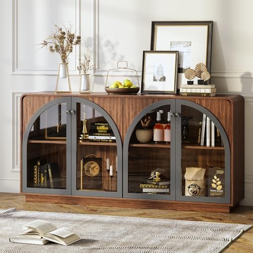 Sideboard Buffet Cabinet with Storage, 68" Walnut Credenza Accent Cabine...