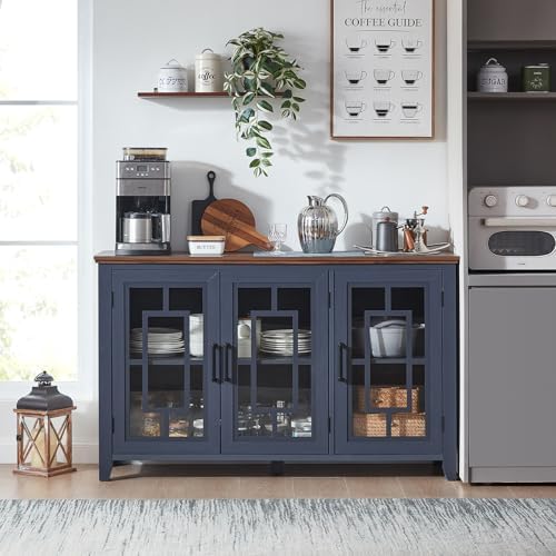 Joaxswe 55" Farmhouse Large Sideboard Buffet Cabinet with Storage,Navy Blue