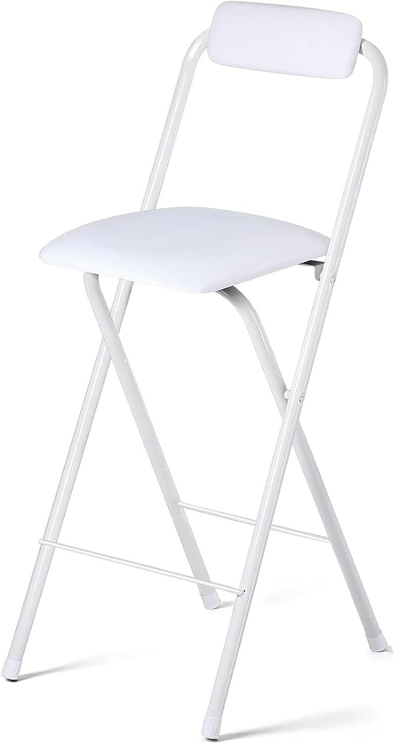 Tall Folding Stool Chair, 22/24/26/28/30 Inch Folding Bar Stool with Backrest...