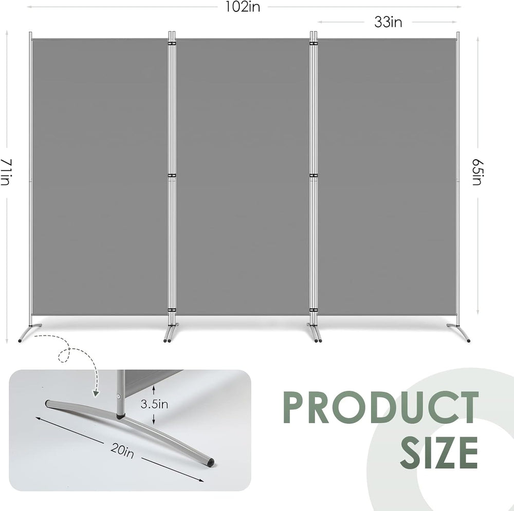 RANTILA 3 Panel Room Divider, 6 Ft Tall Folding Privacy Screen Freestanding R...