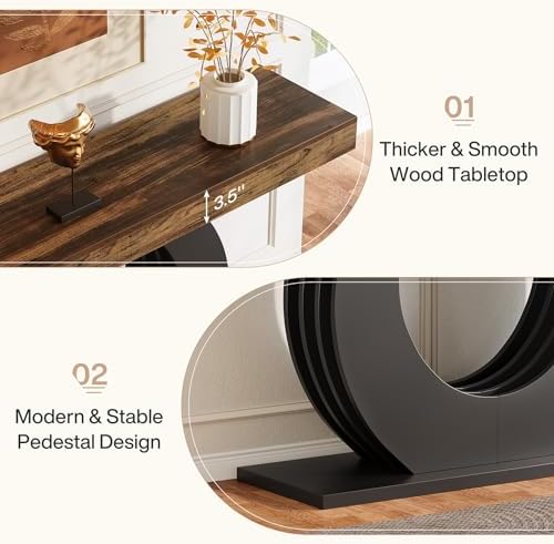 Tribesigns 63-Inch Console Sofa Table, Rustic Industrial Farmhouse Entryway T...