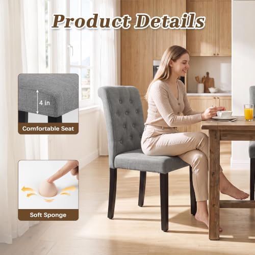 LSSPAID Dining Chairs Set of 6, Modern Armless Parsons Side Chairs, Upholster...
