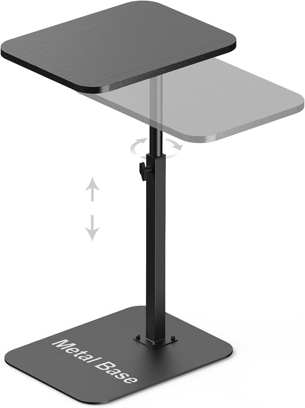 HzTinT Side Table Sofa Tray for Couch Heavy Metal Base Swivel/Adjustable Heig...