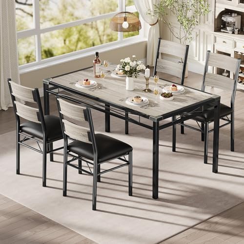 IDEALHOUSE Wood Dining Table Set for 4 with Corner Protector, Kitchen Table C...