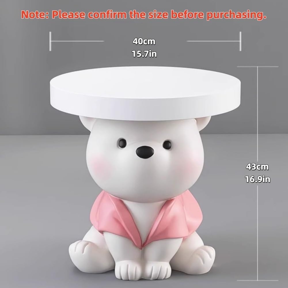 Resin Bear Statue Side Table, Modern and Simple Bear Ornaments, Small Cute Ni...