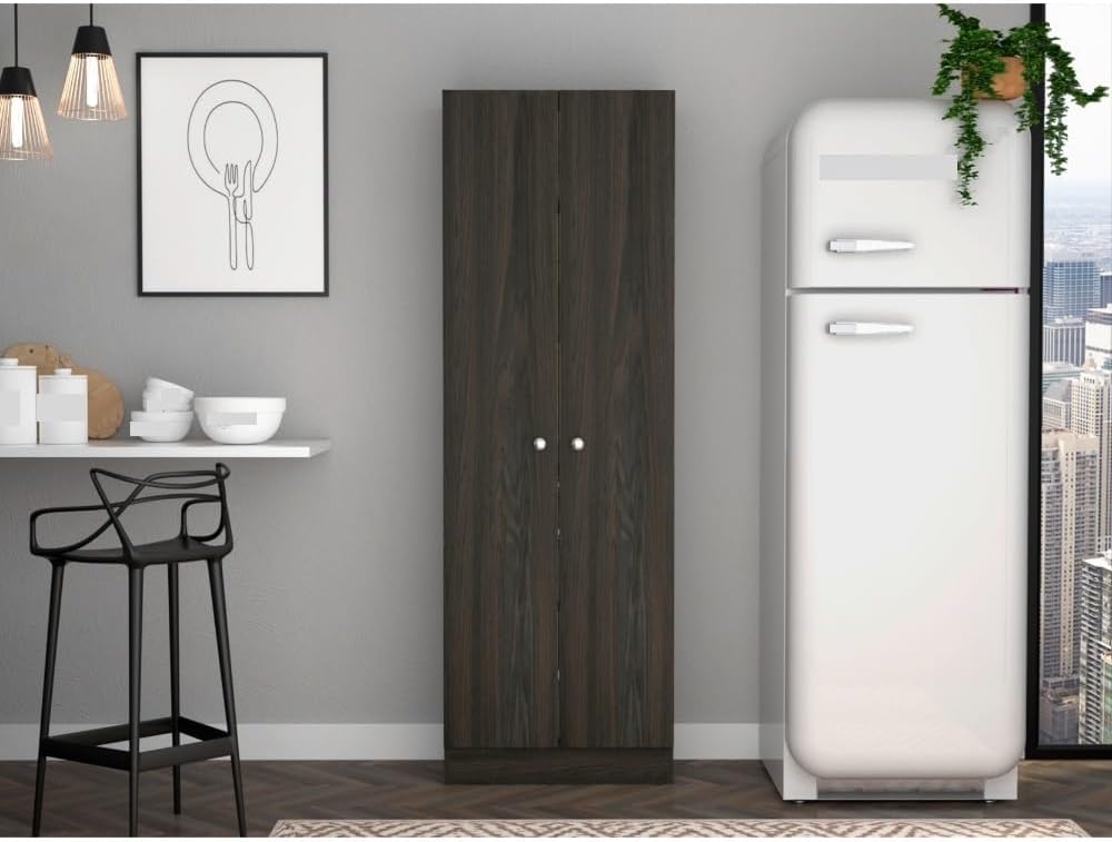 Farmhouse Multistorage Cabinet, Storage Cabinet with Two Doors, Five Internal...