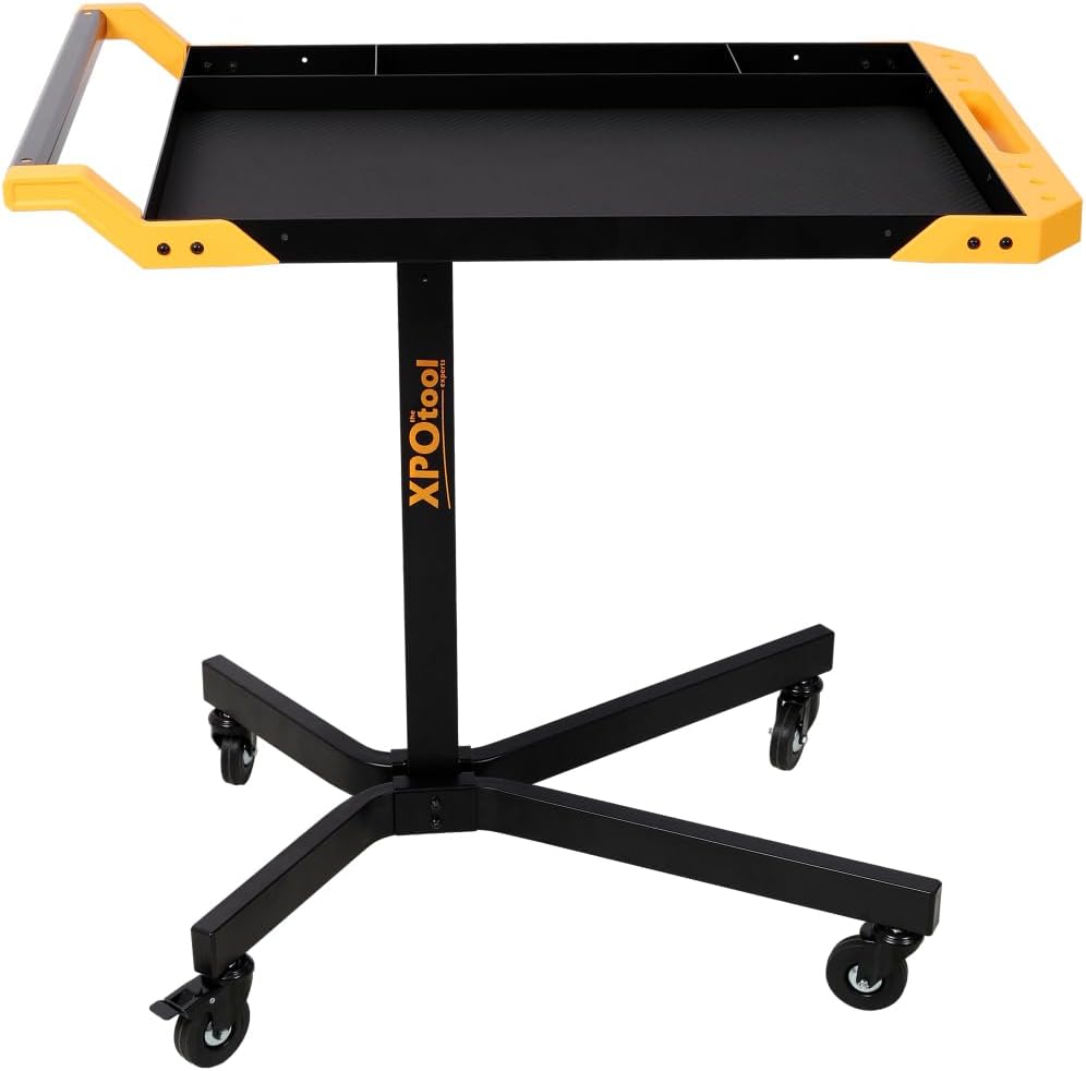 Adjustable Height Mobile Work Table, Rolling Work Bench with Tool Tray and 4 ...