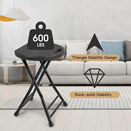 COOZMENT Folding Stool with Handle, Folding Chair,Folding Bar Stool with Non-...