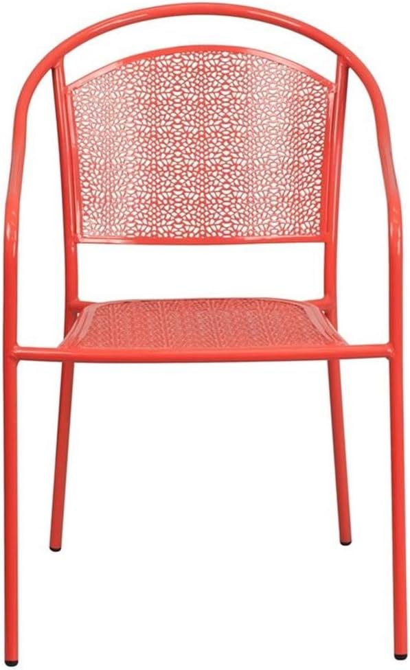 Flash Furniture Commercial Grade Coral Indoor-Outdoor Steel Patio Arm Chair w...