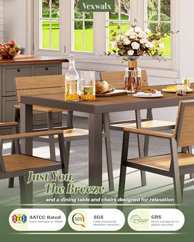 Vexwalx 7-Piece Outdoor Dining Set, Aluminum Dining Table Set for 6, Patio Ta...