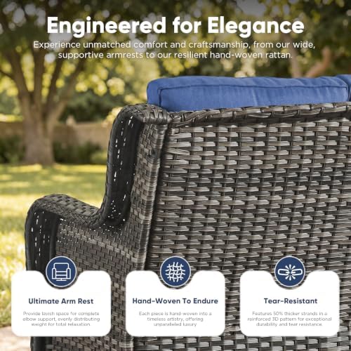 Belord Patio Sofa Luxury PE Wicker 3-Seater Outdoor Couch, Modern All-Weather...