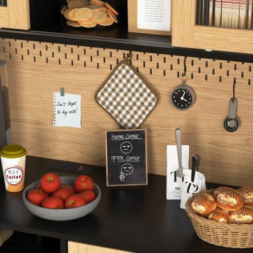 59in H Pantry Cabinet with Charging Station, Buffet Sideboard for Coffee Make...