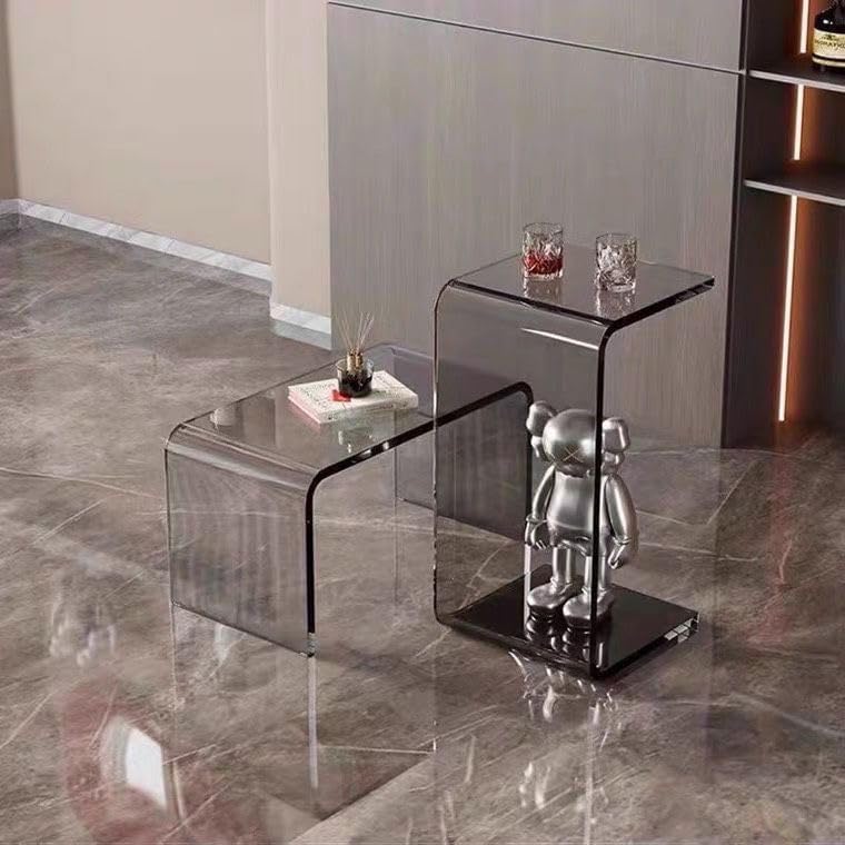 Side Table,C Shaped End Table, Acrylic Sofa Side Table, Bedside Table for Bed...