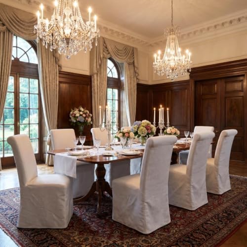 chairus Slipcovered Upholstered Parsons Dining Chairs Set of 4, Cream White