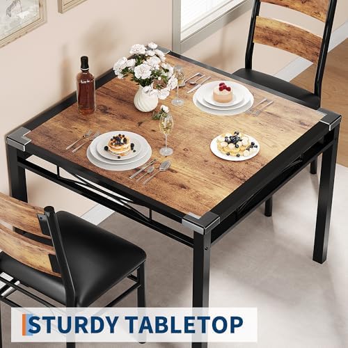 IDEALHOUSE Dining Table Set for 2, Dining Table with 2 Upholstered Chairs, Bi...