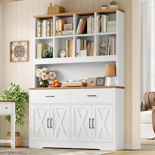 TEENFON Bookshelf and Bookcase, 5 Tier Floor Standing Bookshelves, Large Book...
