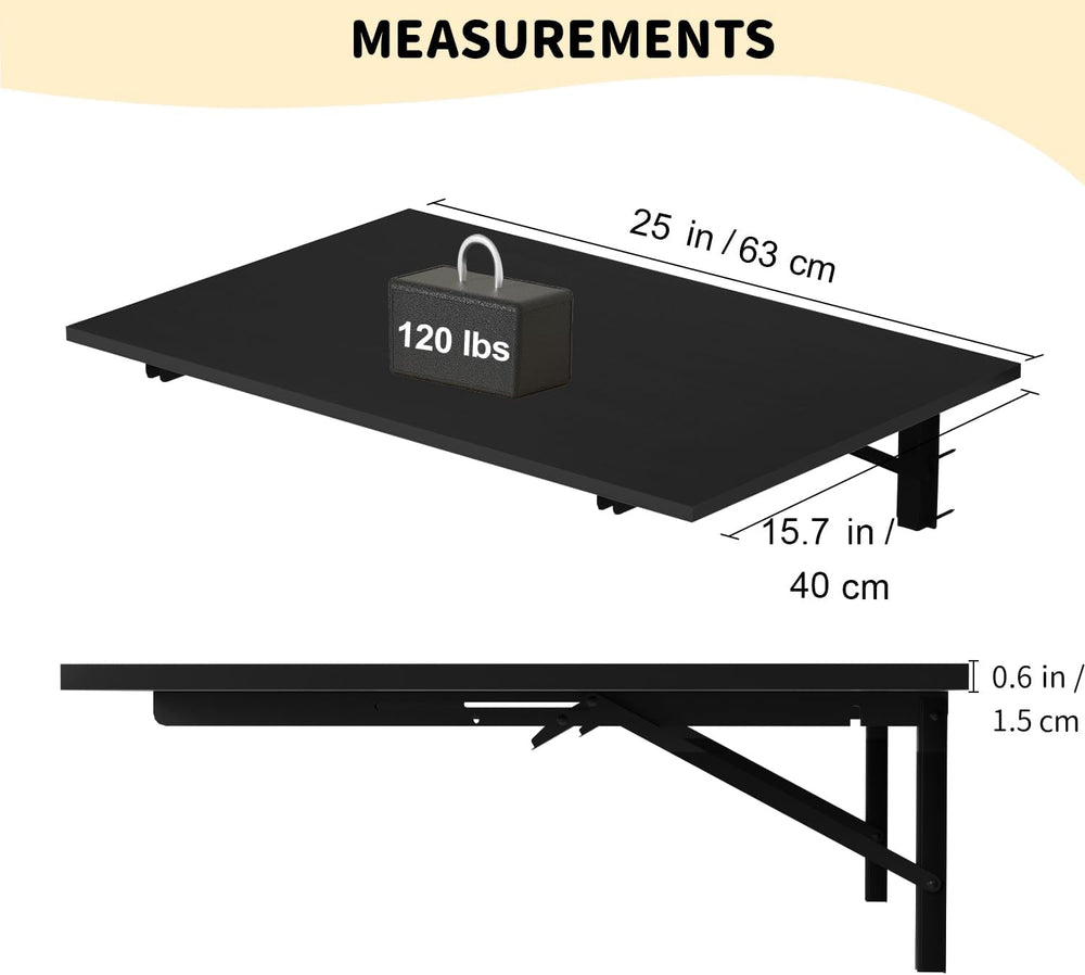 GOYLSER Wall Mounted Table Fold Down Workbench Length 25" Width 15.7&quo...