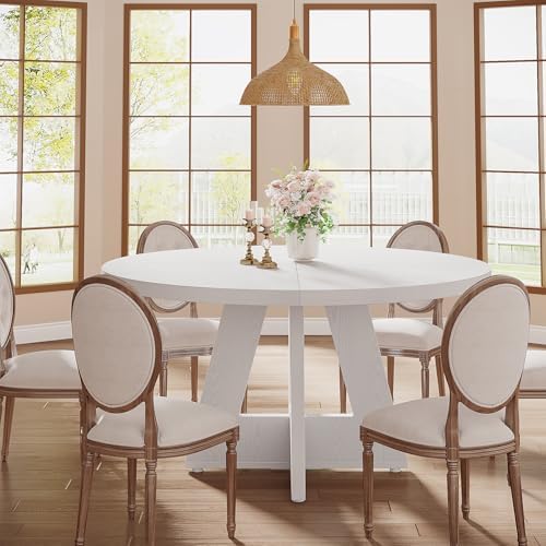 Tribesigns 47 inch Round Dining Table Wood Kitchen Table for Dining Room, 47&...