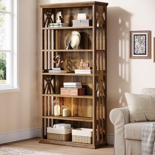 Tribesigns 6-Tier Bookshelf, 75-Inch Tall Bookcase, Large Bookshelves and Boo...