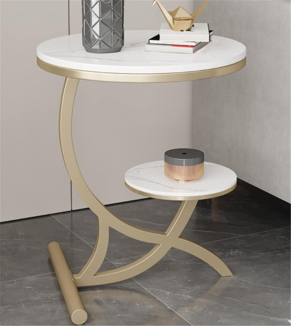 Rock Slab Side Table Fashion Round Living Room Small Coffee Balcony Sofa Corn...