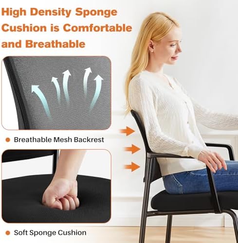 DUMOS Stacking Arm Chairs 1 Pack, Mesh Office Guest Reception Chairs