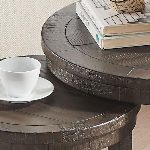 2pcs Vintage Wooden Nesting Side Table, Open Frame Round End Table | Space-Sa...