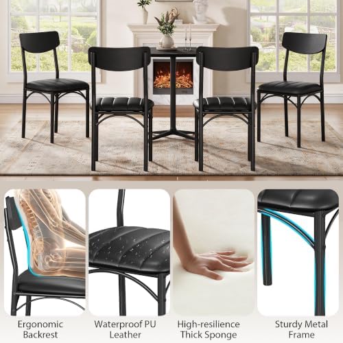 Jocoevol Dining Chairs Set of 4 - Upholstered Dining Room Chairs with PU Leat...