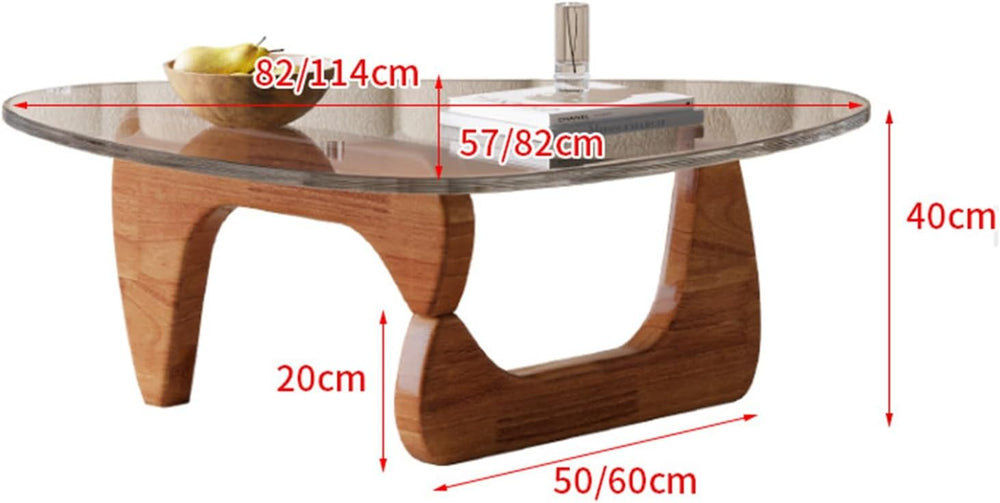 Modern End Table Triangle Glass Coffee Table, Irregular Oak Base Short Table ...