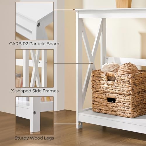 Yaheetech Narrow White Entryway Console Table, 2-Tier X-Frame Storage Shelf |...