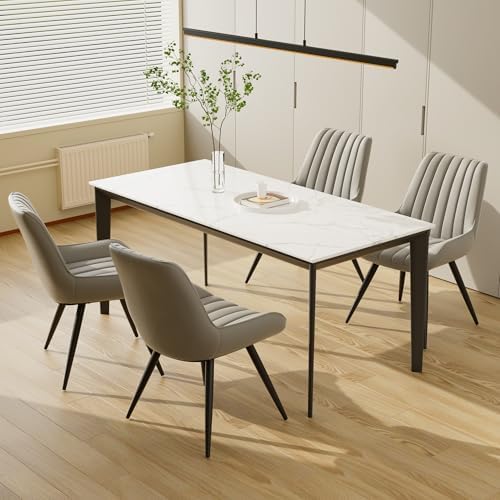 Mid Century Modern Dining Chairs Set of 4, Soft Cushion Upholstered Fabric, L...