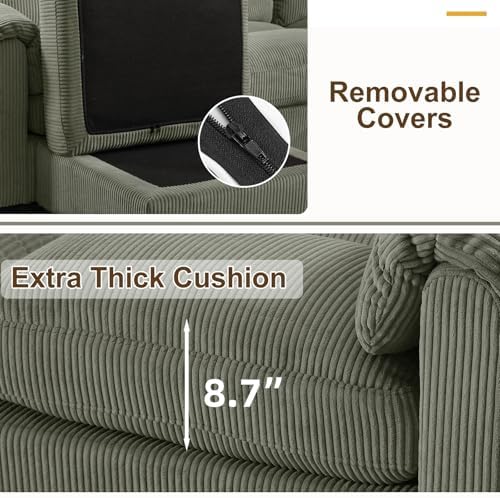 HAOMARKETS Corduroy Sofa Set, Upholstered Armchair and Loveseat with Plush Cu...