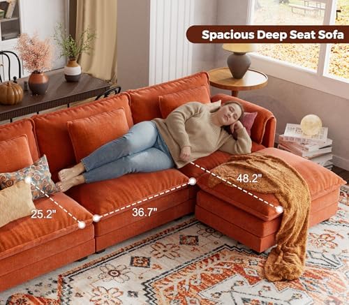 ELUCHANG 153" Oversized Modular Sectional Sofa, Comfy Chenille Cloud Cou...