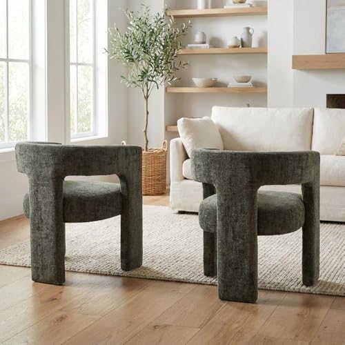 Jofran Gwen Jacquard Upholstered Accent Chair, Modern Luxury Plush Sculptural...