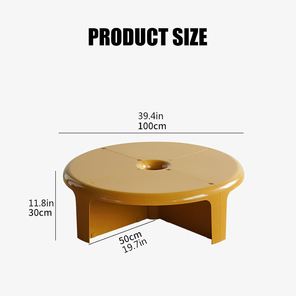 Modular Round Coffee Table Set, 4-Piece Plastic Center Table with Sturdy Base...