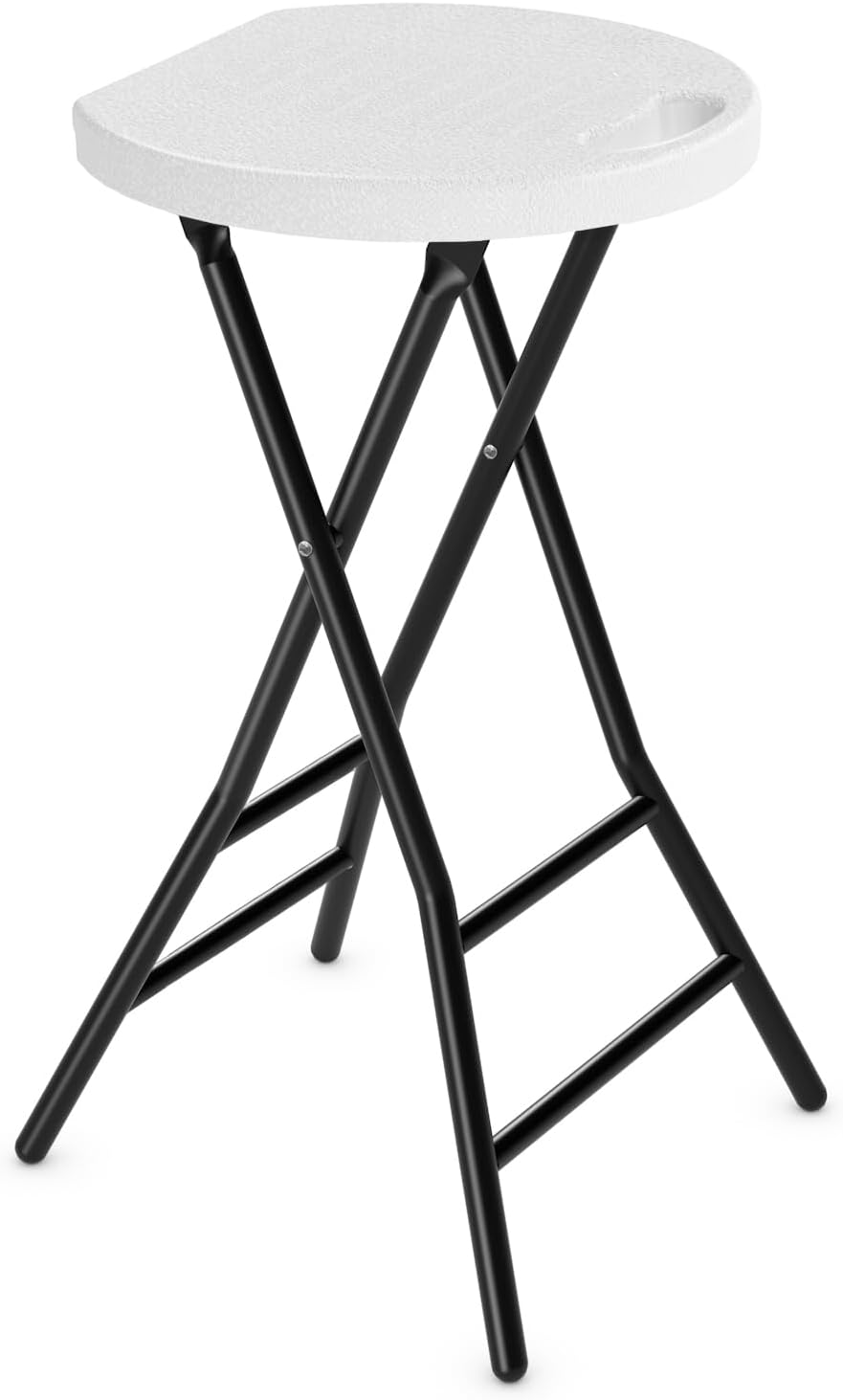 5Rcom Folding Stool, 24 inch Bar Stools with Handle, Metal and Plastic Foldab...