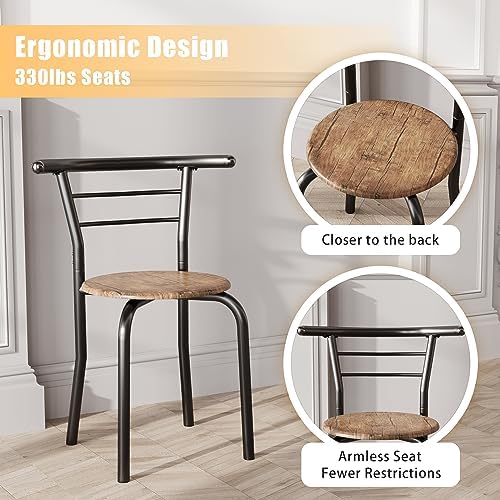 JUMMICO 3-Piece Wooden Round Table & Chair Set (Brown/Black)
