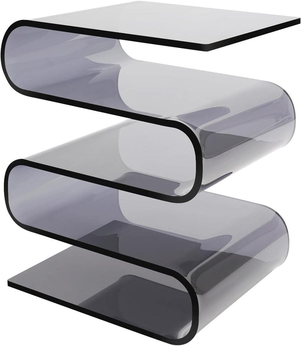 S-Shaped Acrylic End Table, Side Table for Living Room, Bedside Table for Bed...