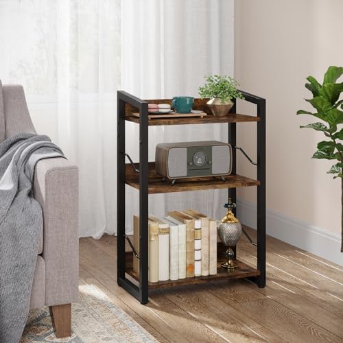 Hosfais 3-Tier Small Bookshelf Bookcase with Edge Protection