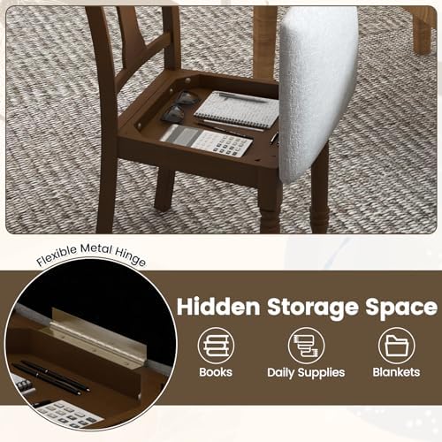 GIANTEX Wood Dining Chairs Set of 4, Farmhouse Dining Room Chair with Cushion...