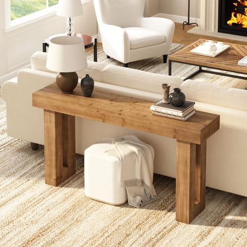 HOKYHOKY Solid Wood Entryway Table, 59-Inch Long Farmhouse Console Tables | R...