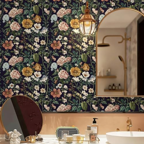 Livebor Floral Peel and Stick Wallpaper Floral Contact Paper 16.9"x393.7...