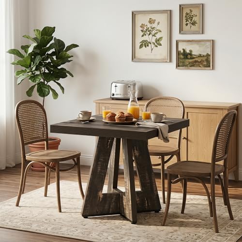 LITTLE TREE 31.5" Square Dining Table for 4, Small Space Kitchen Table w...