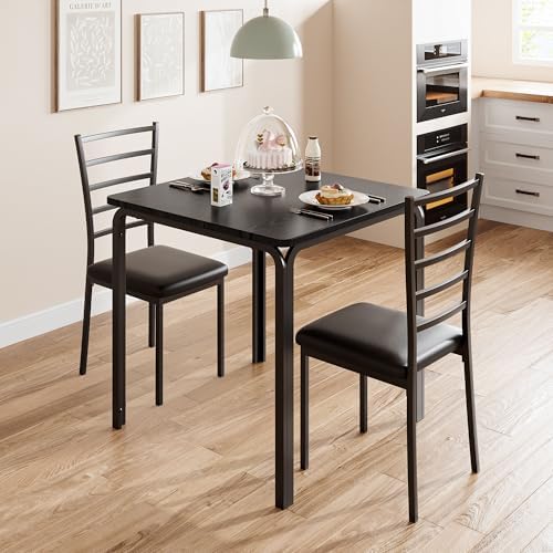 GarveeHome 3-Piece Kitchen Dining Room Table Chair Set for Small Space, Indoo...