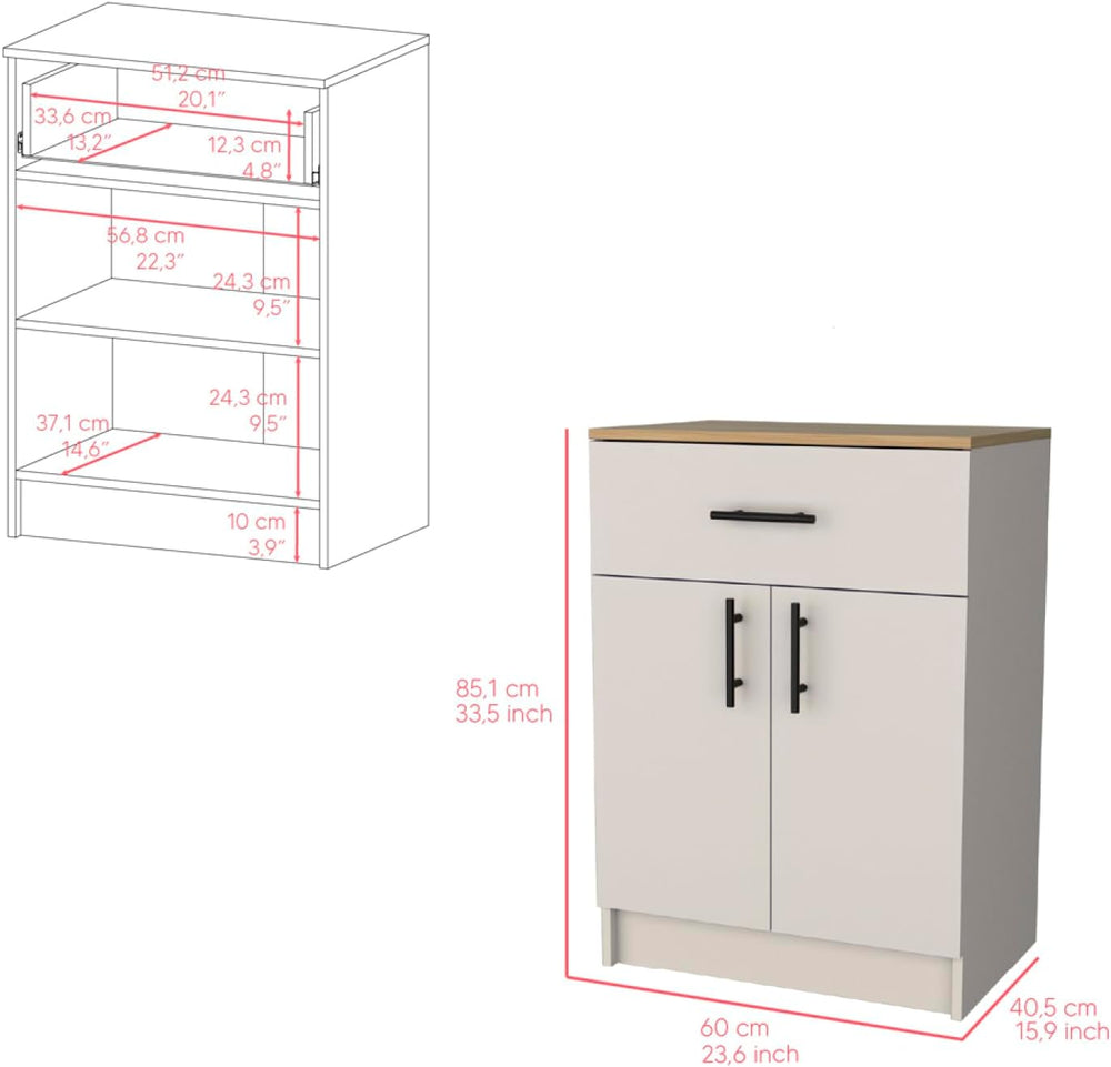 Netal Pantry Cabinet - Extra Kitchen Storage in Ivory and Natural Oak