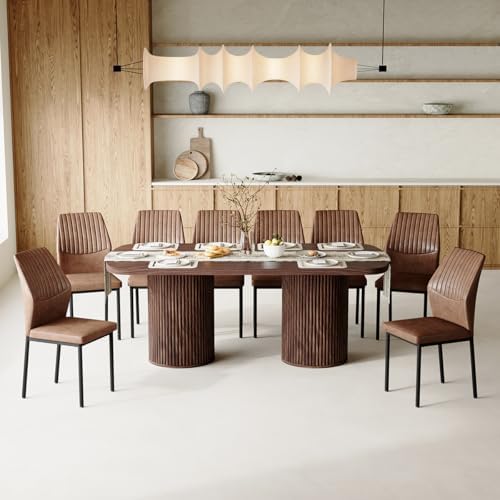 79" Dining Table Set for 8,Large Rectangular Kitchen Table Set for 8 wit...