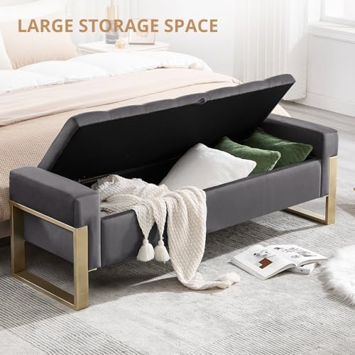 End of Bed Storage Bench, 67'' Benches for Bedroom Foot of Bed King S...
